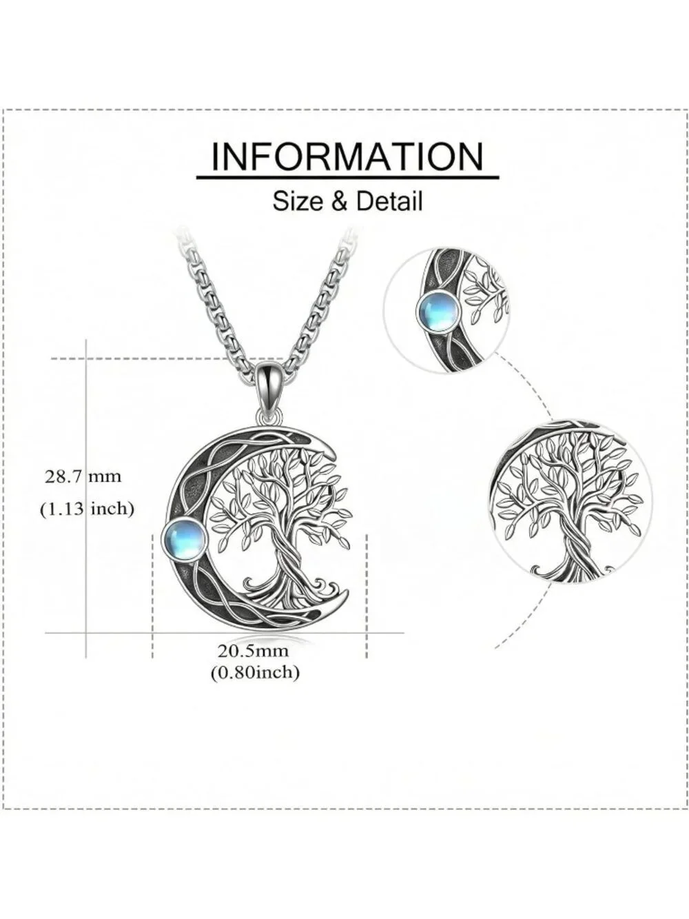 Women's Blue sterling Silver Abalone Knot Pendant Tree Of Life Necklace